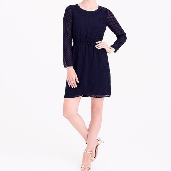 J. Crew Navy Blue Dot Tulip Hem Dress NWT - Picture 1 of 4